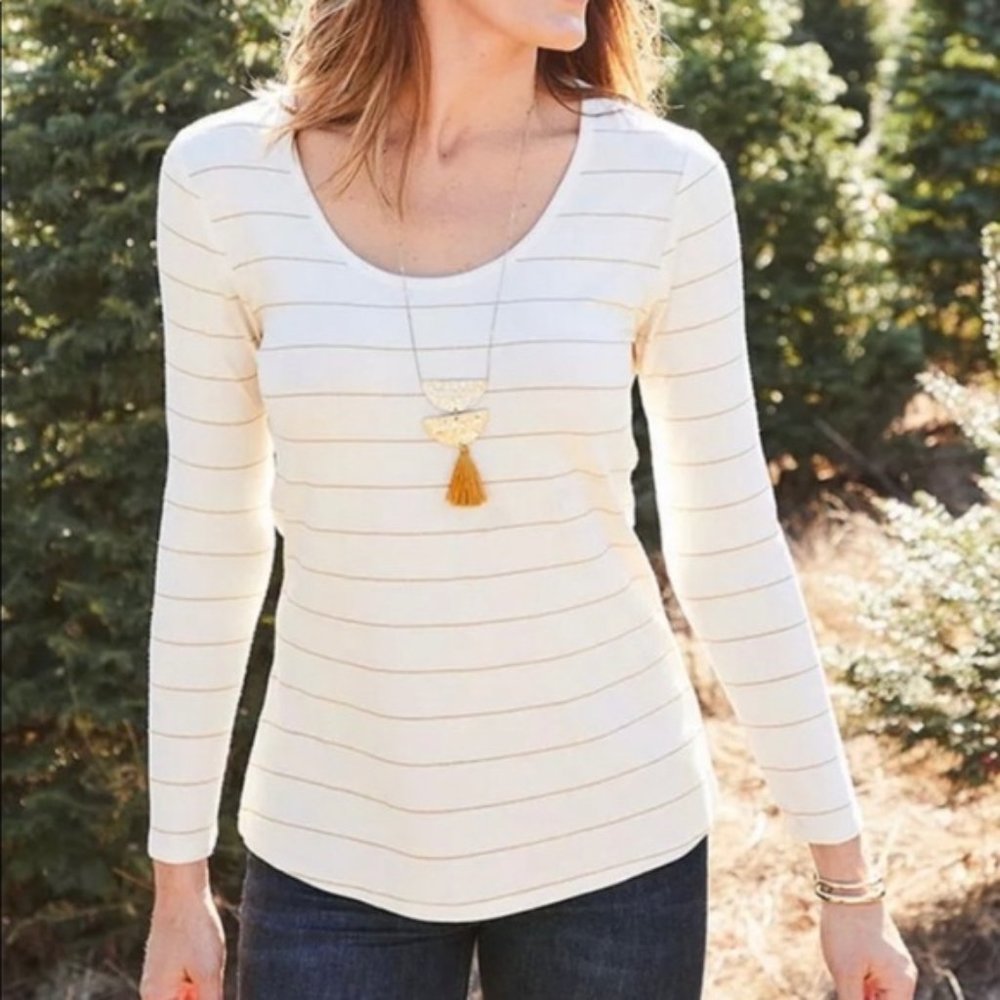 Matilda Jane long sleeve top with gold metallic stripes size large